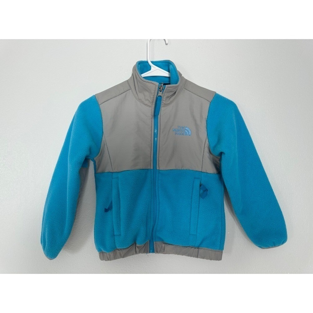 The North Face Denali Fleece Jacket Kids XS 5 Blue Grey Excellent Full Zip